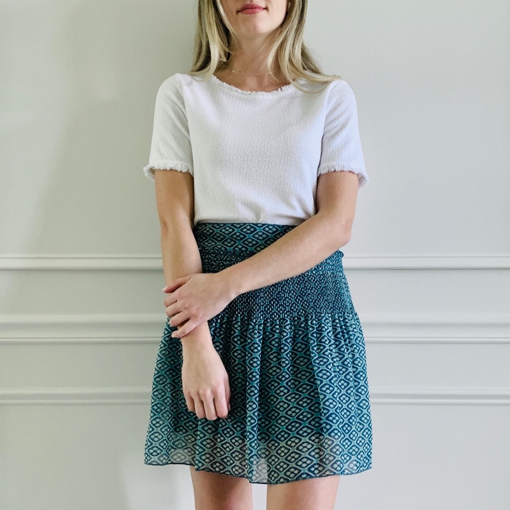 {Max Studio} Teal Flare Printed Skirt - Picture 1 of 5